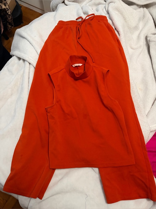 Pants - Burnt Orange Sleeveless Turtleneck Top and Matching Pants Set